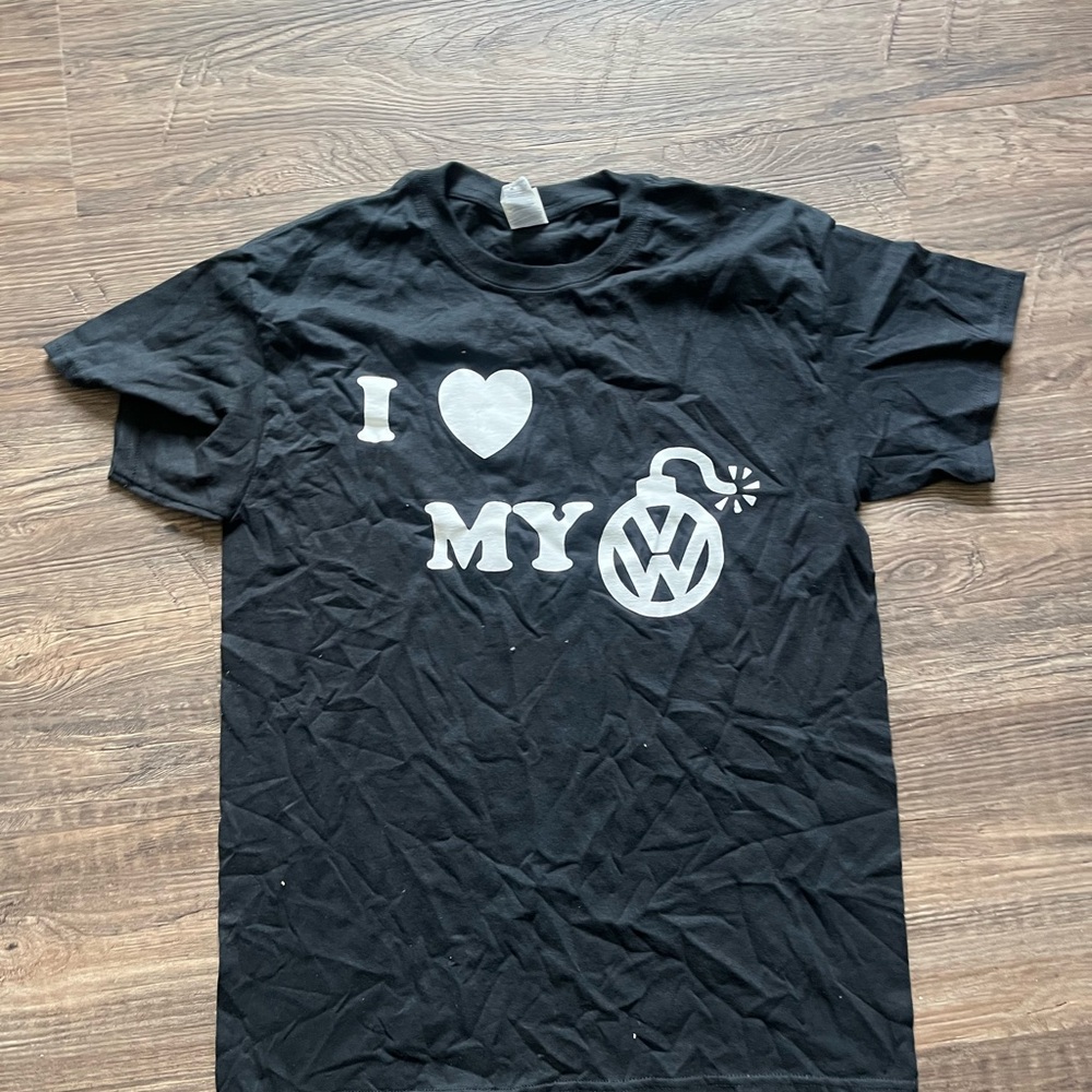 VW Volkswagen Black T-Shirt with White Graphic Medium or Xlarge